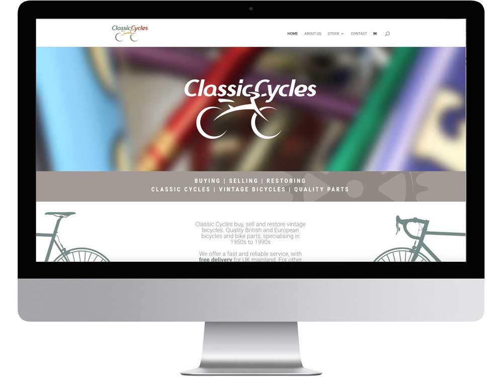 Screenshot of professional website design showing colourful home page for an online business.