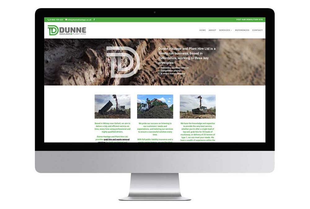 Website design for Dunne Haulage, Oxfordshire demolition and haulage company, based in Yarnton