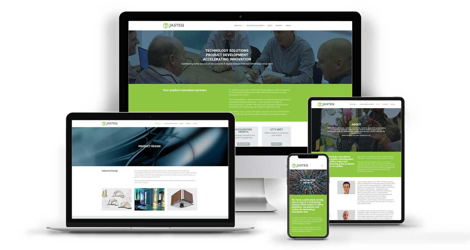 Custom website design for a technology consultancy, displayed across multiple device screens