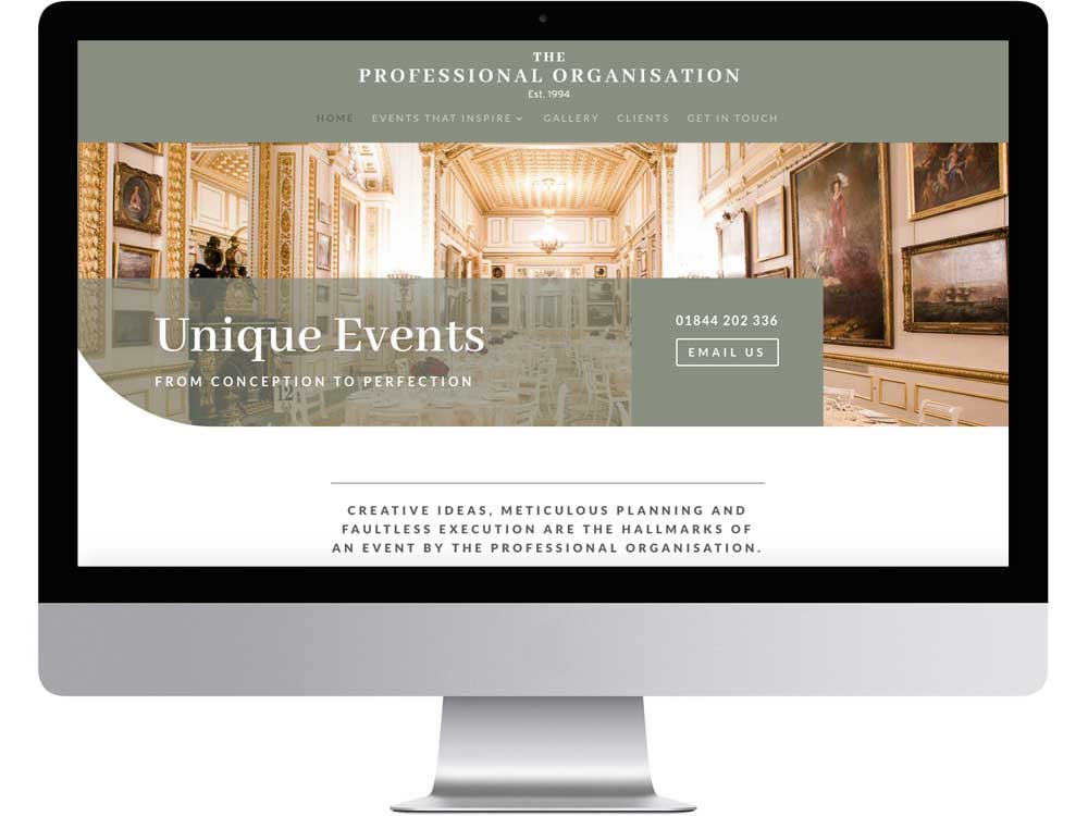 Logo and website design for an event planning company with over 25 years experience, based in Long Crendon, Bucks.