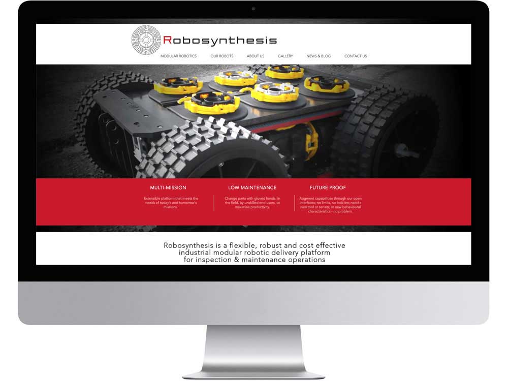 Industrial modular robotics company’s website design, created by specialist branding and web design studio.